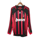 AC Milan Langarm Heimtrikot 06/07 Herren Fan-Version Rot und Schwarz (Retro)
