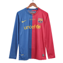Barcelona Langarm Heimtrikot 08/09 Herren Fan-Version Blau und Rot (Retro)