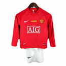Kinder-Set Manchester United Langarm Heimtrikot 07/08 (Retro)