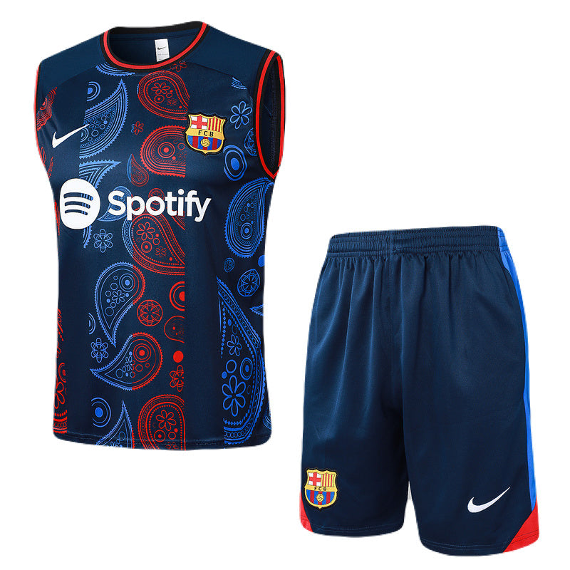 Barcelona Trainingsset 24/25 Ärmelloses Trikot und Shorts