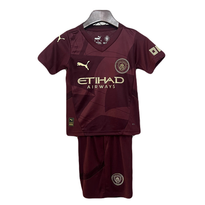 Kinder-Set Manchester City Drittetrikot 24/25 Bordeaux