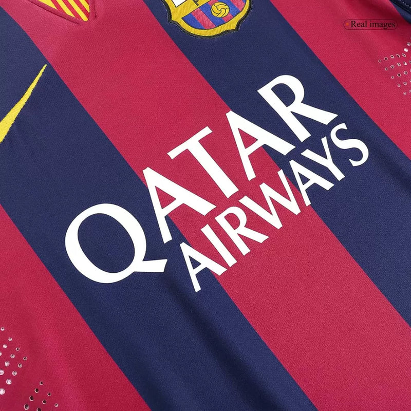 Barcelona Heimtrikot 14/15 Herren Fan-Version Blau und Granat (Retro)