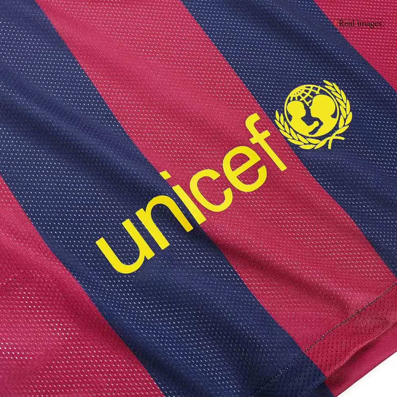 Barcelona Heimtrikot 14/15 Herren Fan-Version Blau und Granat (Retro)