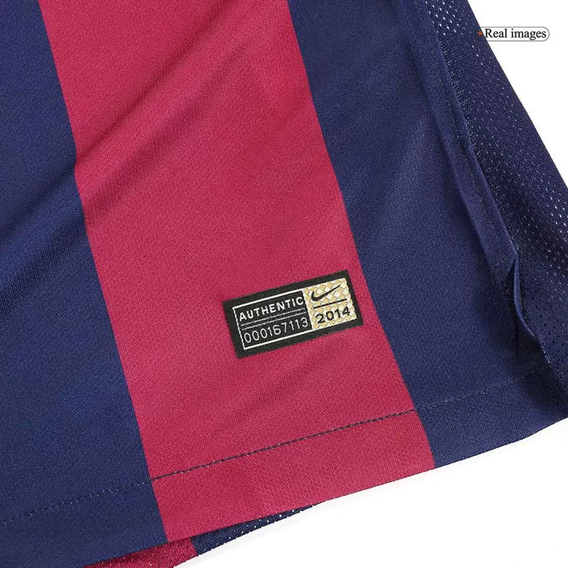 Barcelona Heimtrikot 14/15 Herren Fan-Version Blau und Granat (Retro)