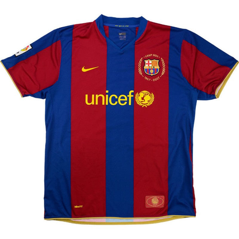 Barcelona Heimtrikot 07/08 Herren Fan-Version Blau und Granat (Retro)