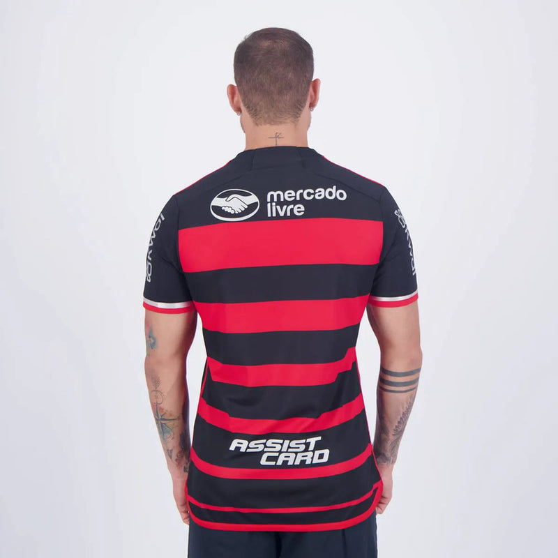 Flamengo Heimtrikot 24/25 Herren Fan-Version Rot und Schwarz mit allen Sponsoren