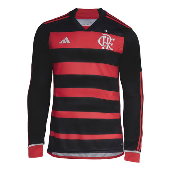 Flamengo Langarm Heimtrikot 24/25 Herren Fantrikot Rot und Schwarz