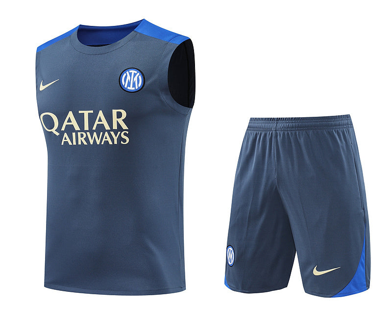 Inter Mailand Trainingsset 24/25 Ärmelloses Trikot und Shorts