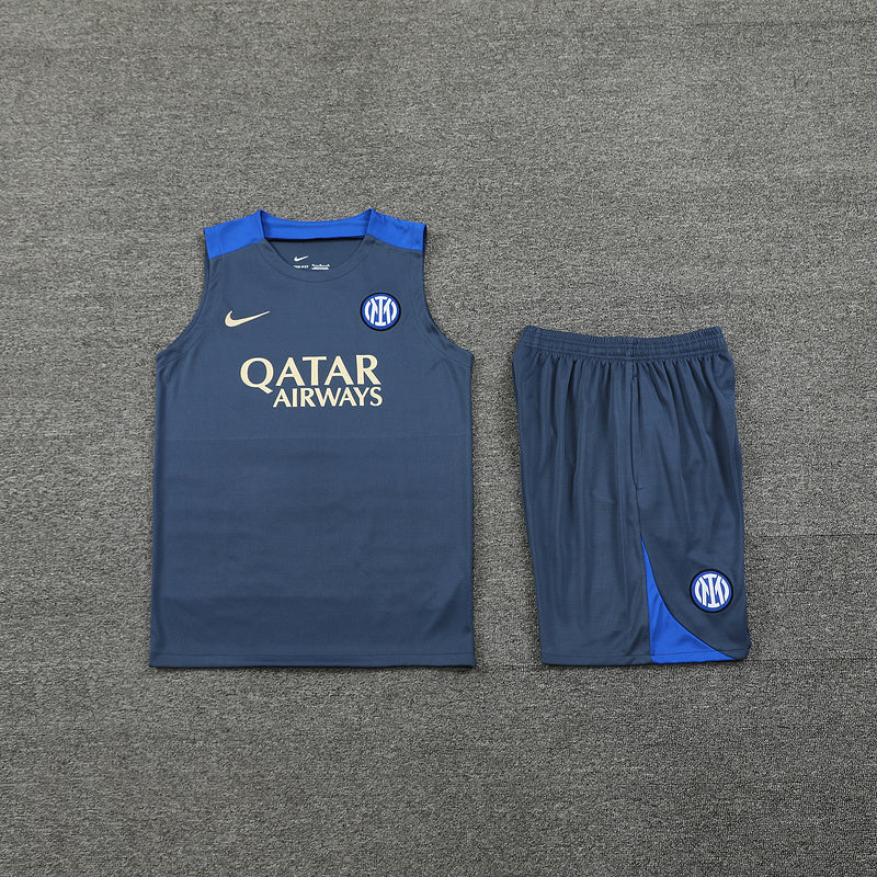 Inter Mailand Trainingsset 24/25 Ärmelloses Trikot und Shorts