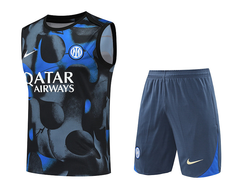 Inter Mailand Trainingsset 24/25 Ärmelloses Trikot und Shorts