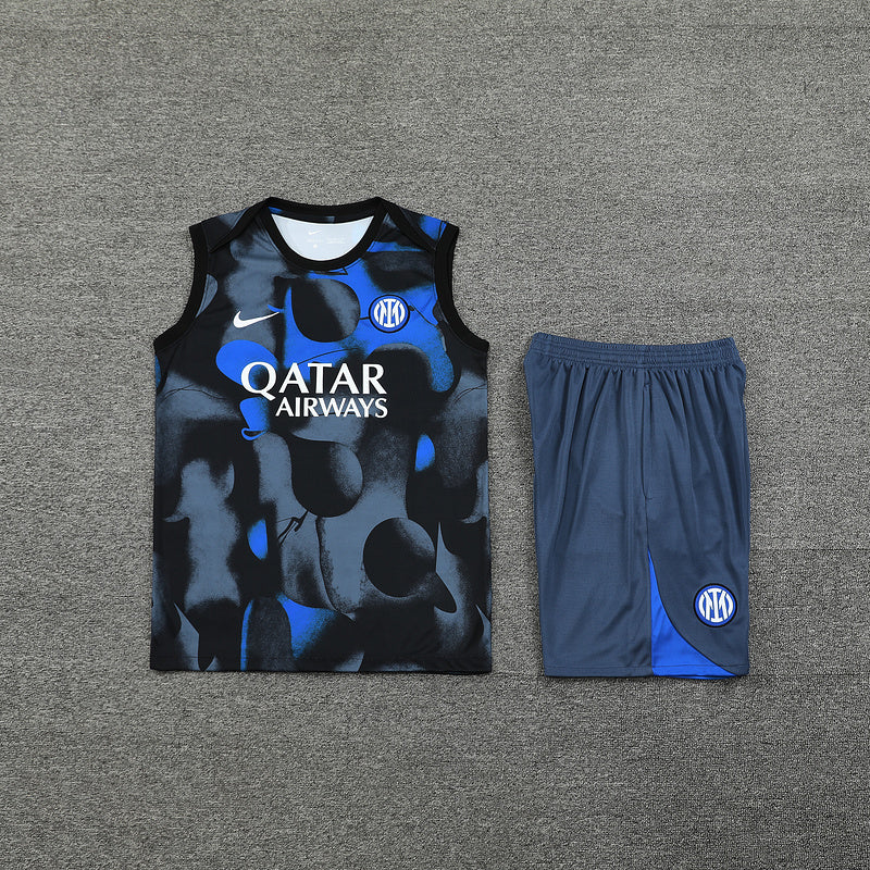 Inter Mailand Trainingsset 24/25 Ärmelloses Trikot und Shorts