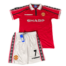Manchester United Kinder - Set Heimtrikot 98/99 Rot und Weiß (Retro) - SHOP DES SPIELERS