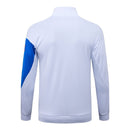 Rückansicht der Paris Saint-Germain Trainingsjacke 25/26 in Weiß.